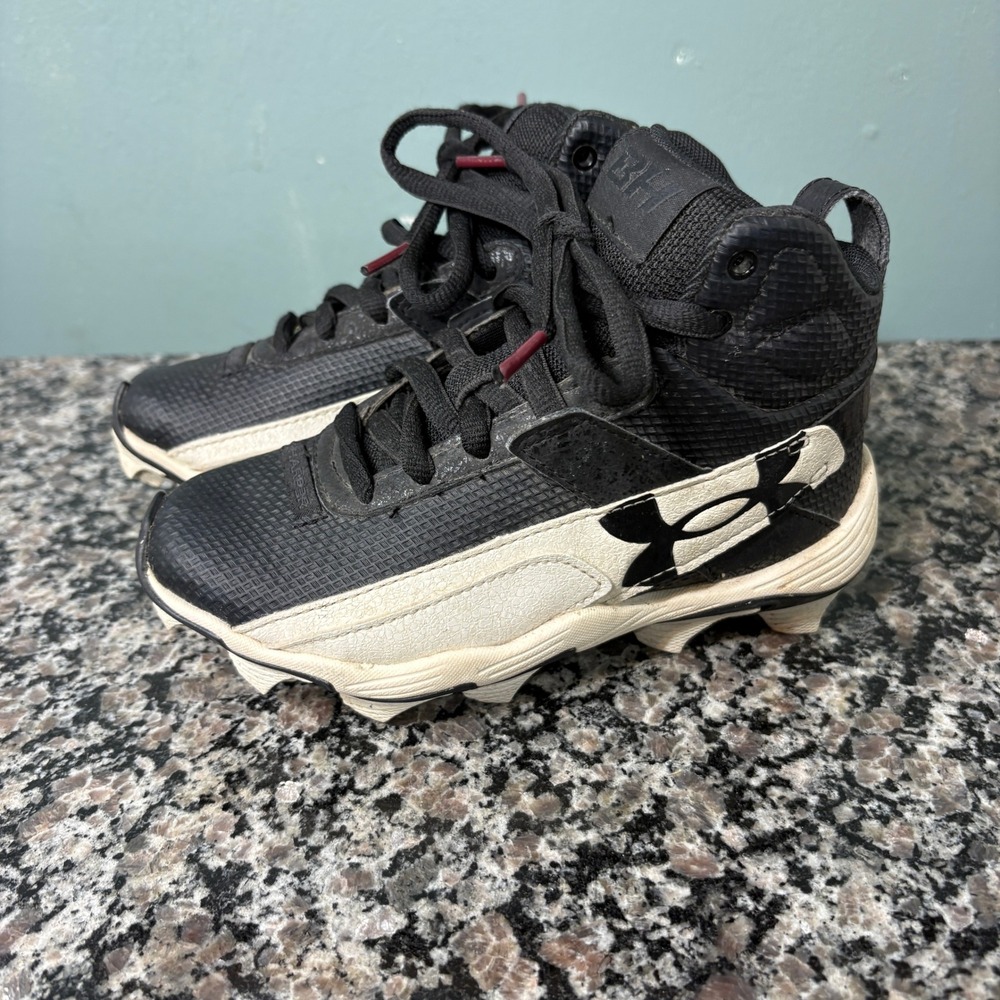 Under Armour Harper 7 Mid RM Baseball Cleats Kids 12K Black White 6000725-001 - Picture 2 of 6